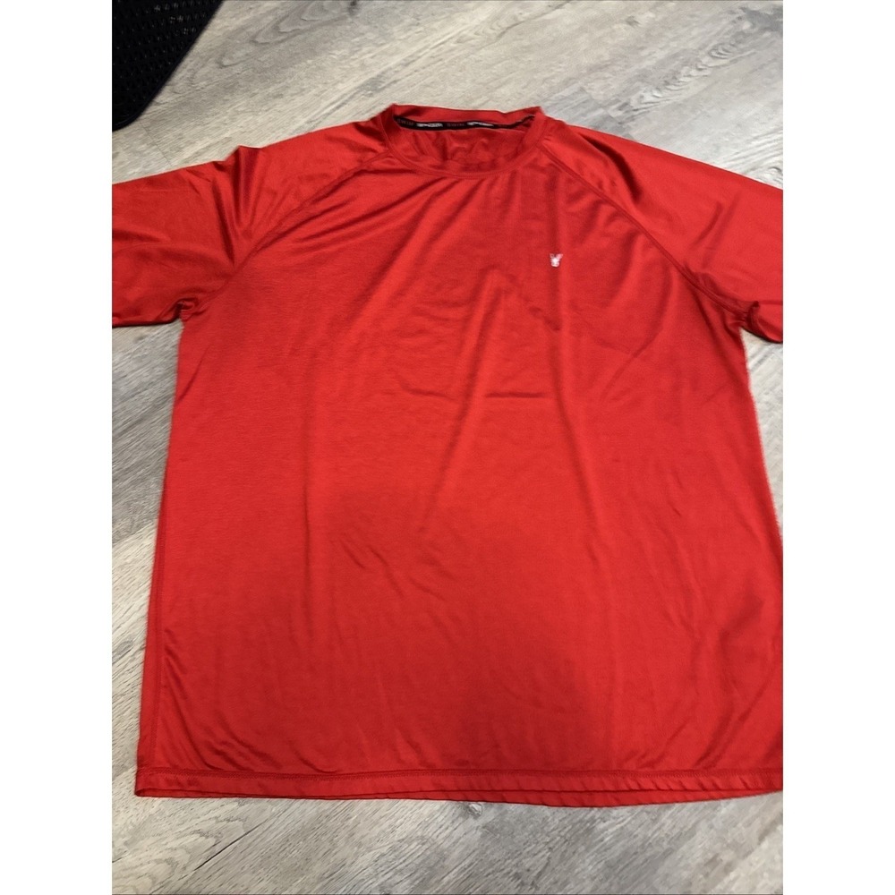 Spyder Swim Mens Red Rash Guard Short Sleeve Performance Swim Shirt Large